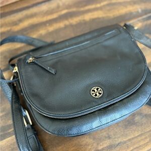 Tory Burch Black Crossbody Bag with Gold Logo